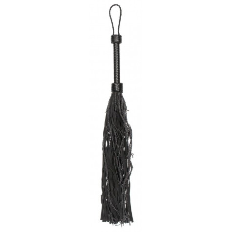 Черная многохвостая плетеная плеть Leather Suede Barbed Wired Flogger - 76 см.