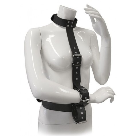 Чёрный комплект для фиксация рук RESTRAINT BODY HARNESS WITH COLLAR